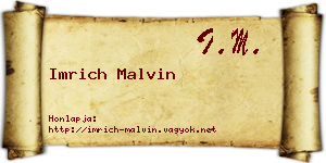 Imrich Malvin névjegykártya